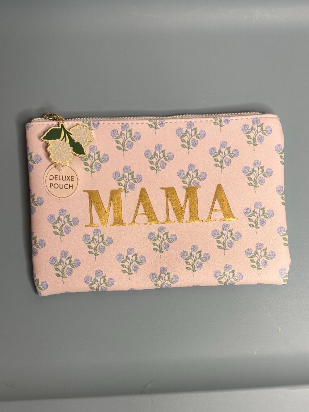 NWT Floral MAMA Pouch Pink White Blue Flowers Zipper Cherrywood Lane Gift